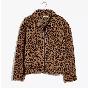 Madewell Leopard Sherpa Bomber Jacket